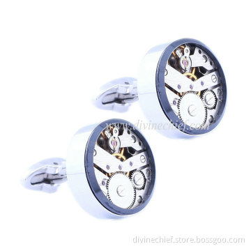 2016 Newest Design Ceramic Ring Movement Cufflinks Factory Customize High-end 316L Stainless Steel Mechanism Cufflinks for Men